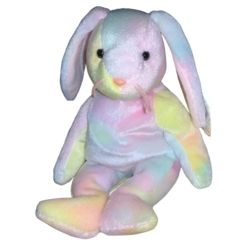Ty Beanie Baby Hippie Bunny Pastel Tie-Dye Plush Toy 1998 Original With Tags - Picture 2 of 12
